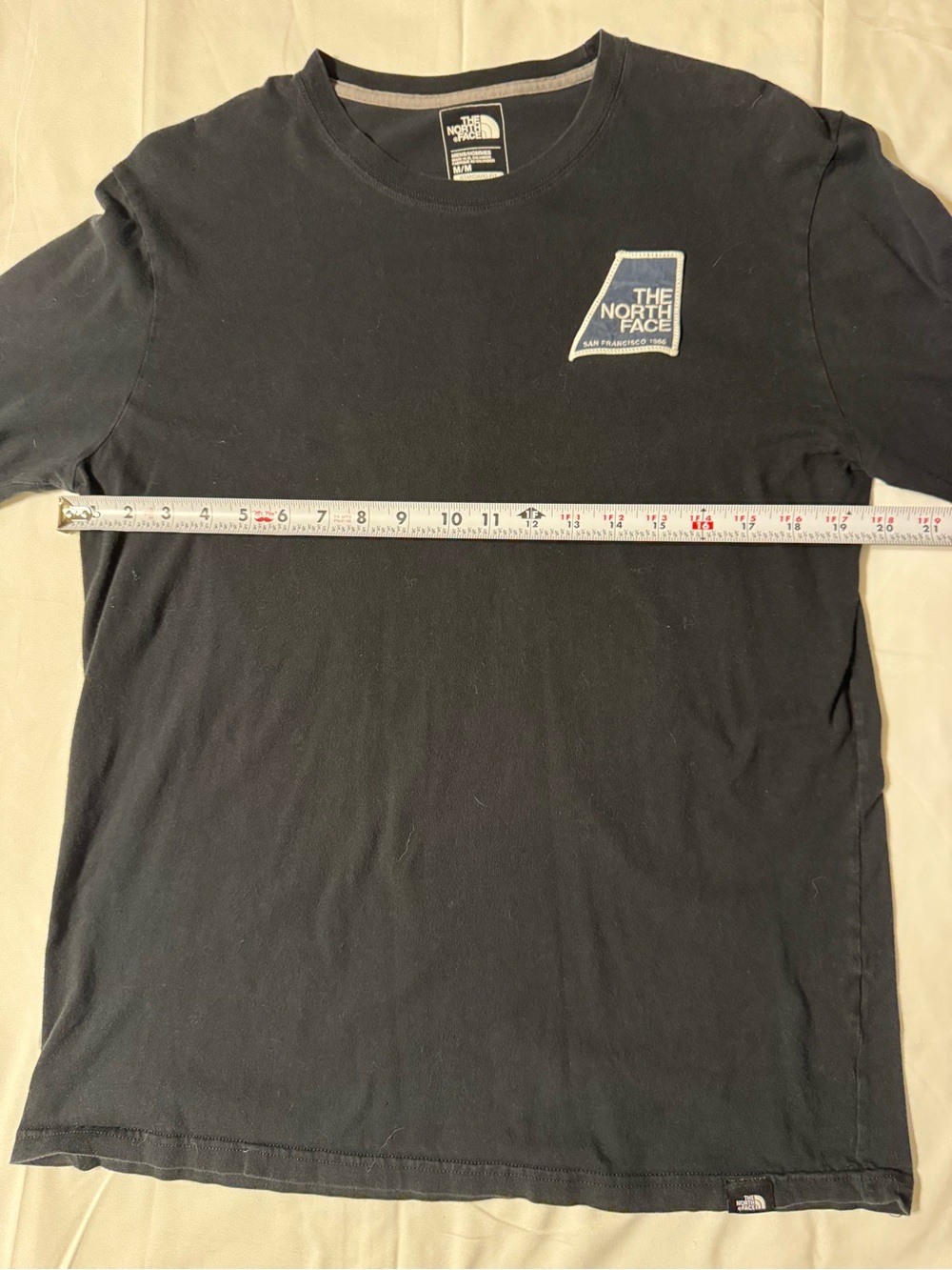 The North Face Black Long Sleeve Tee with Blue Logo Patch - Picture 6 of 6